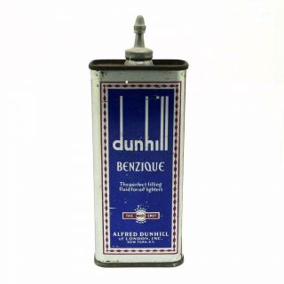 Vintage 5oz Dunhill Benzique Lighter Fluid Tin Lead Top Handy Oiler -
