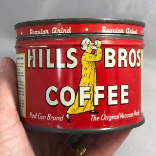 Small 1/2 Lb Hills Bros Coffee Keywind Tin Vintage
