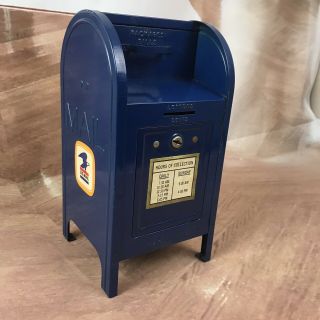 Vintage Us Post Office Blue Metal Coin Bank Mailbox Usps Brumberger Brooklyn 9 "