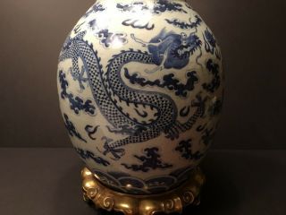 Antique Large Chinese Blue and White Dragon Vase,  Guangxu period 2