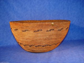 Antique So.  Calif.  Serrano Mission Indian Basketry Bowl C1880 14.  75 " D X 7 " Ht