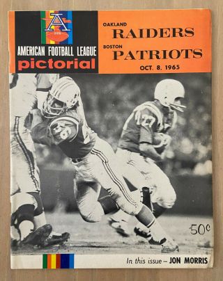 Vintage 1965 Afl Nfl Oakland Raiders @ Boston Patriots Football Program