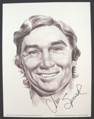 1974 Chris Speier All - Star Portrait Lithograph Print By Charles Linnett