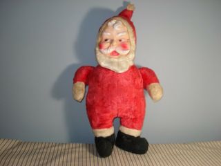 Vintage Stuffed Santa Doll Rubber Face 1950 