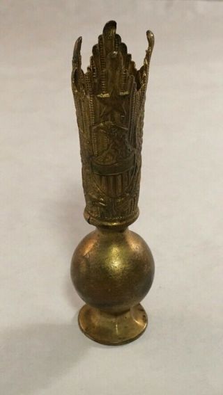 Antique Indian Wars Era United States Army Military Brass Spike Helmet Finial