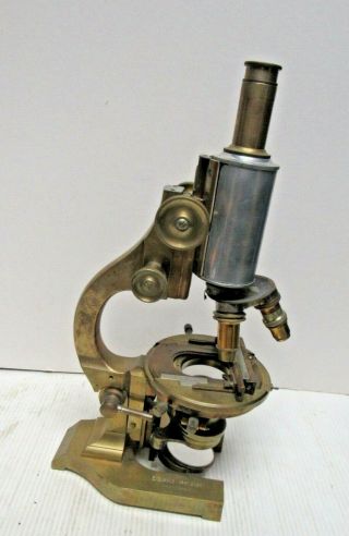 Rare Antique E.  Leitz Wetzlar Brass Microscope Serial 140956
