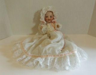Antique 7 " Bisque Head Baby Doll With Composition Body