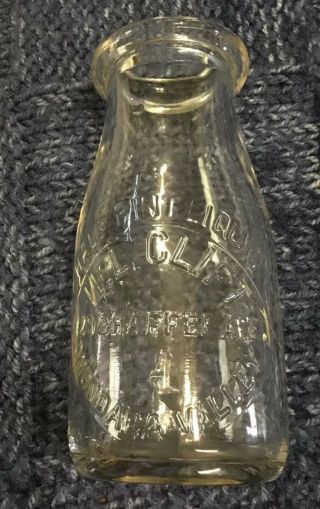 Vintage Half Pint Milk Bottle W.  L.  Clift,  129 Chaffee Ave.  Onondaga Valley Ny
