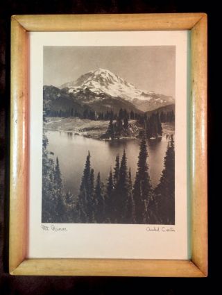 Vintage Asahel Curtis Signed & Framed Photograph Of Mount Rainer