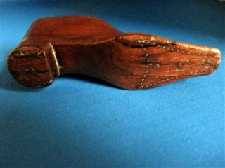Antique Early 19thc Georgian Walnut Treen Snuff Box In The Form Of A Shoe