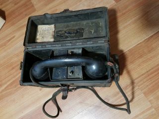 Vintage Wwii Era Field Phone Telephone Automatic Electric Co.