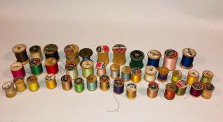 40 Vintage Wooden Thread Spools All Sizes & Makes