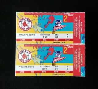 (2) 1999 Alcs Game 2 Tickets York Boston Red Sox Yankee Stadium Derek Jeter