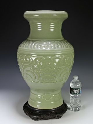 Massive Antique Chinese Celadon Glaze Porcelain Vase with Qianlong Mark 3