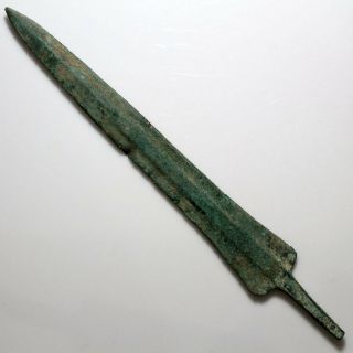 Scarce - Circa 1600 - 1100 Bc Mycenaean Bronze Spear Head,  298mm - Intact