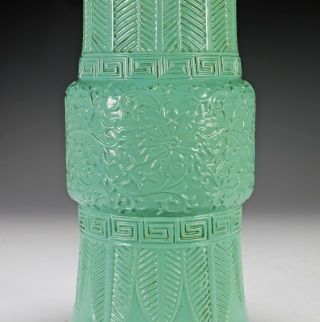 Antique Chinese Porcelain Turquoise Glazed Ku Form Vase 3