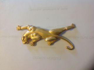Vintage 1986 Jj Panther Brooch Pin Gold Tone Wild Animal Kingdom Cat Lion 4.  5 "