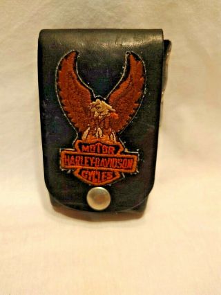 Harley Davidson Black Leather Belt Pouch Cell Phone Holder Accessories Bag Guc