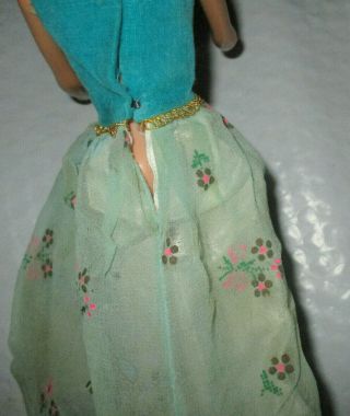 Vintage Barbie LET ' S HAVE A BALL 1879 Turquoise Velvet Chiffon Dress Gown TLC 2