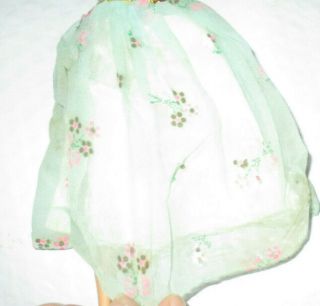 Vintage Barbie LET ' S HAVE A BALL 1879 Turquoise Velvet Chiffon Dress Gown TLC 3