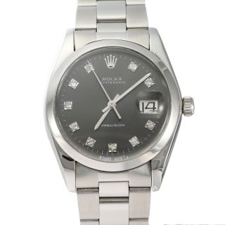 Rolex Oysterdate Precision 6694 Watch Black Diamond Dail Stainless Steel 34mm