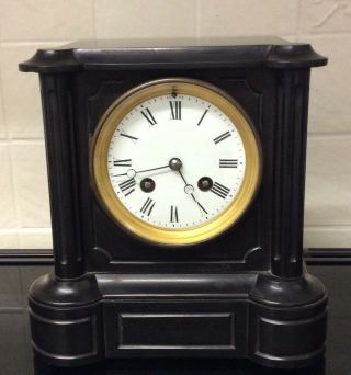 French Slate Mantle Clock Samuel Marti Paris