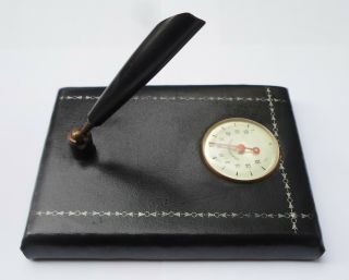 Vintage Fountain Pen Fountain Pen Desk Set Leather Holder With Thermometer