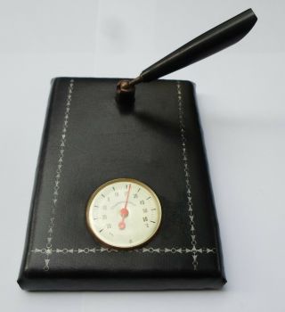 Vintage Fountain Pen FOUNTAIN PEN Desk Set Leather Holder with Thermometer 3