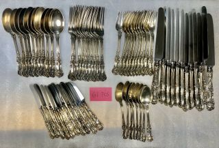 English King By Tiffany And Co.  Sterling Silver Flatware Set For Service 61 Pc