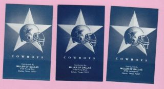 Dallas Cowboys Pocket Schedule Set 1989 1990 1991 Miller Of Dallas