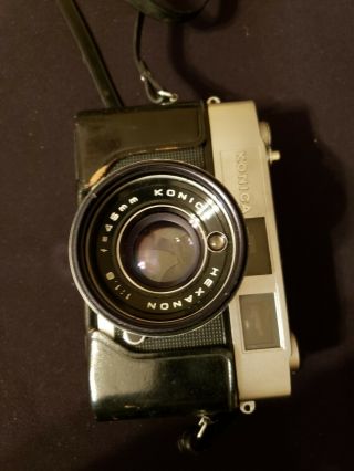 Vintage Konica Auto S2 35mm Film Camera With Hexanon 45mm F/1.  8 and Leather Case 3