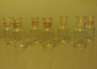 7 Vintage Glass Spice Bottle Jar Apothecary With Stopper Made In Japan