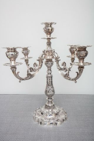 Gorham Chantilly Grand Candelabra and Candlestick Pair,  Sterling Silver,  A603 3