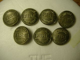 7 Vintage Chicago Fire Department Silver Tone Uniform Button