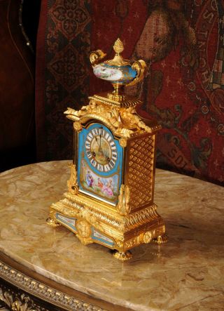 Japy Freres Sevres Porcelain And Ormolu Antique French Clock Stunning 1870