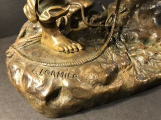 Antique French Bronze Of A Fisherman / Signed E.  Lormier & Susse Frères C.  1900 3