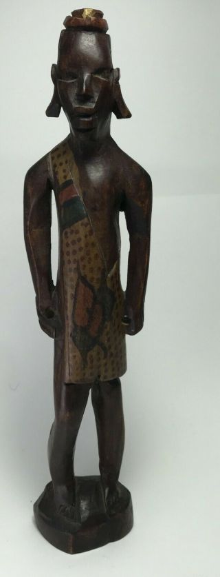 Vintage African Handicraft Carved Statues Man Woman Wood Woody Tribal Figurines 2