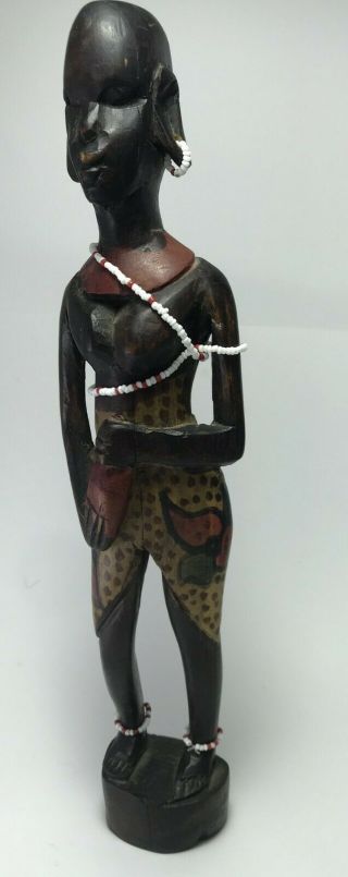 Vintage African Handicraft Carved Statues Man Woman Wood Woody Tribal Figurines 3