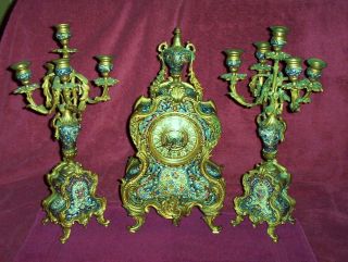 Antique French Clock And Candelabra S Marti Et Cie Medaille D’bronze 1800 