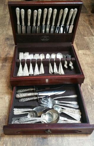 98 Piece Set Of Kirk Repousse Sterling Silver Flatware Service For 12 With Extrs