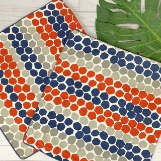 Ikea Pillow Covers 20x20 Set Of 2 Flöng Geometric Blue Orange Gray Covers Only