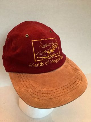 Vintage Friends Of Meigs Field Hat Cap Chicago Airport Airplane Corduroy Cotton