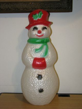 Vintage Union Products Christmas Blow Mold Snowman 22 " Pearl Shiny White
