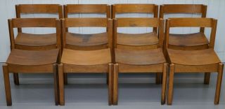 Set Of Eight Hand Crafted Mid Century Modern Clive Bacon Dining Chairs Stacking