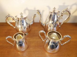 4 Piece Tea And Coffee Set Silver Plated.  Fully Stamped.  C 1907