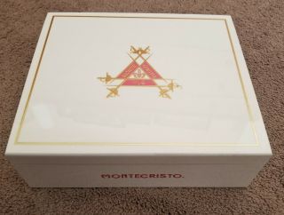 Montecristo Rare White Cigar Humidor Box 9.  5 " X 8.  5 " X 3 "