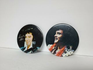 2 Vintage Elvis 3 1/2 Inch Large Buttons