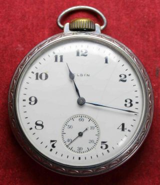 1918 Elgin Grade 313 16s 15j Pocket Watch - Of Train Case - Vintage - Runs
