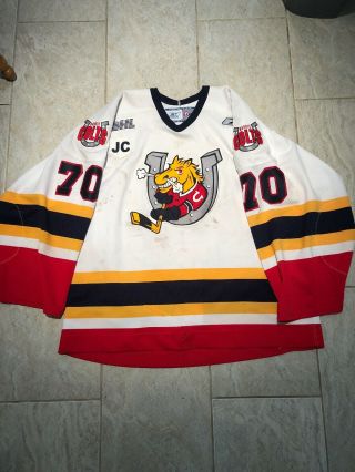 2006 - 07 Barrie Colts Game Worn Hockey Jersey Ohl Hammered Jersey