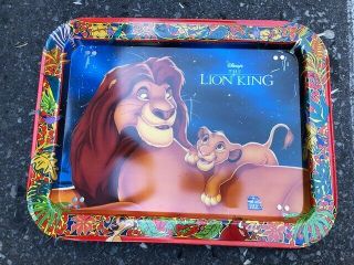 Vintage Lion King Simba And Mufasa Disney Metal Tv Tray - Rare 90 